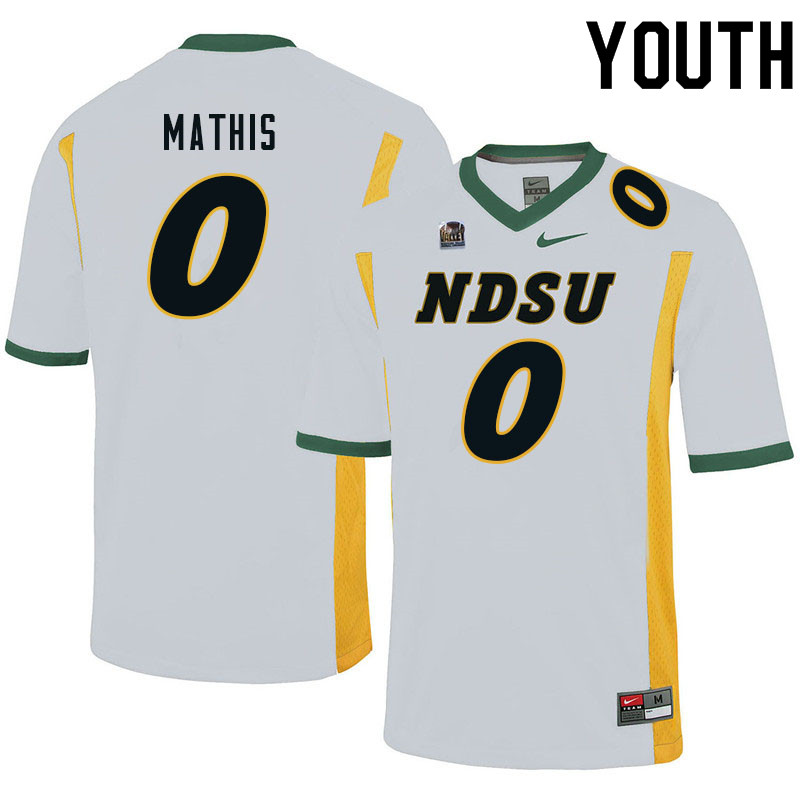 Youth #0 Zach Mathis North Dakota State Bison College Football Jerseys Sale-White - Click Image to Close